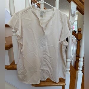 Joie Cream Ruffle Sleeve Blouse